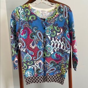 Joseph A. Blue Paisley Cardigan